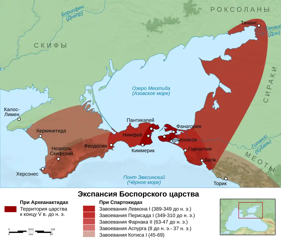Карта Боспорского царства (V в. до н. э. – IV в. н. э.)