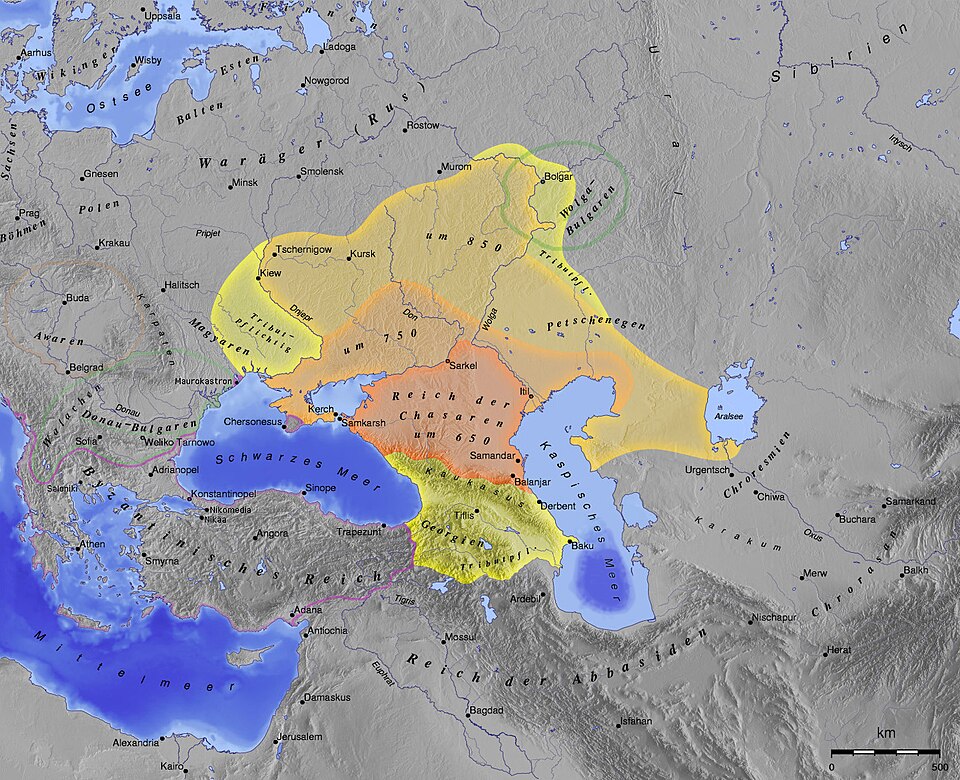 Карта Хазарского каганата (VII–X вв.)
